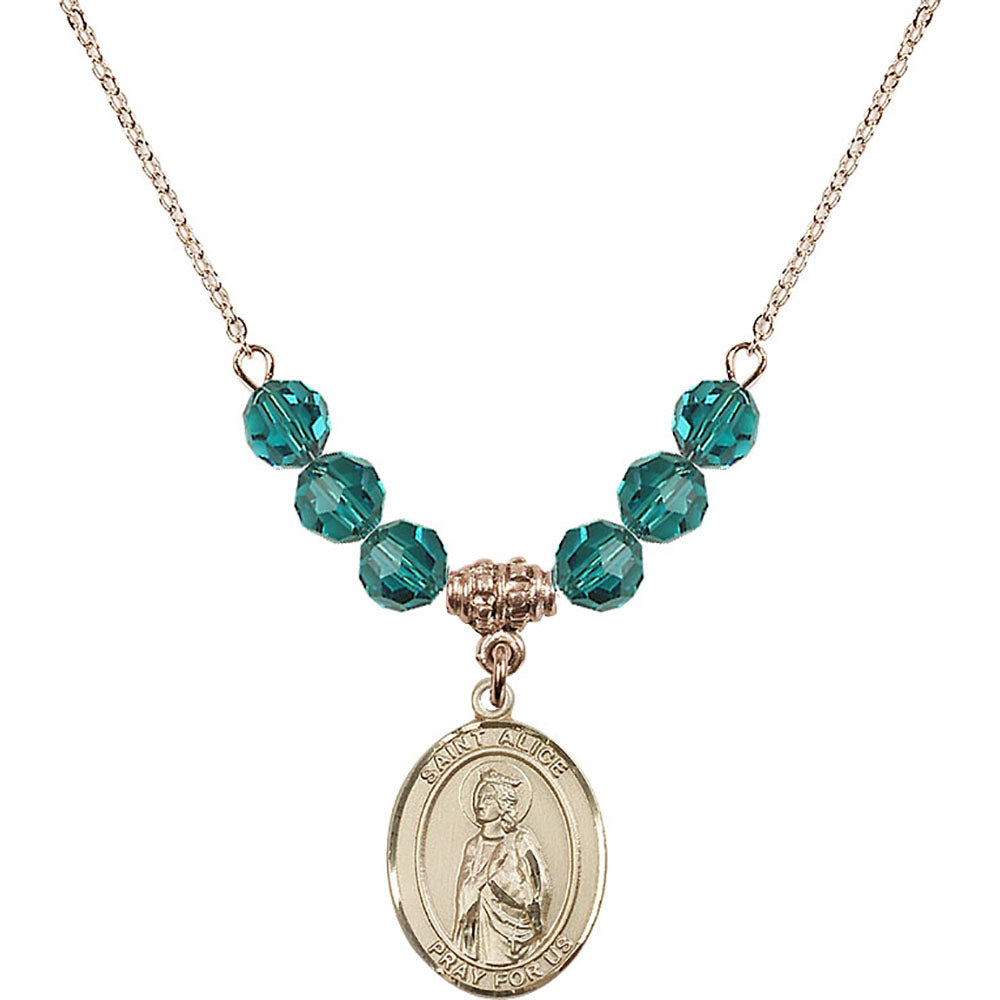 14kt Gold Filled Saint Alice Birthstone Necklace with Zircon Beads - 8248