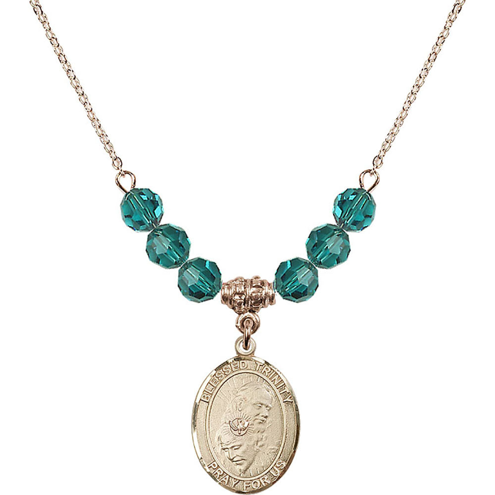14kt Gold Filled Blessed Trinity Birthstone Necklace with Zircon Beads - 8249