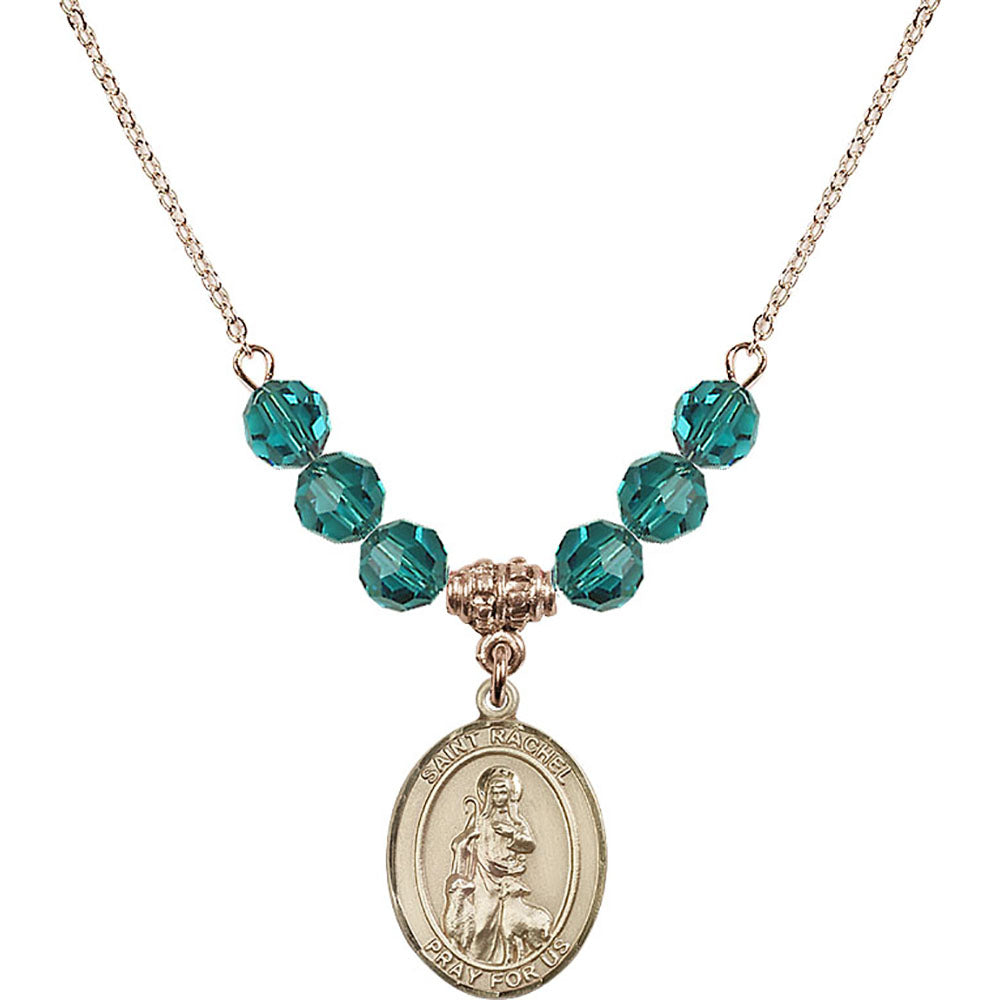 14kt Gold Filled Saint Rachel Birthstone Necklace with Zircon Beads - 8251