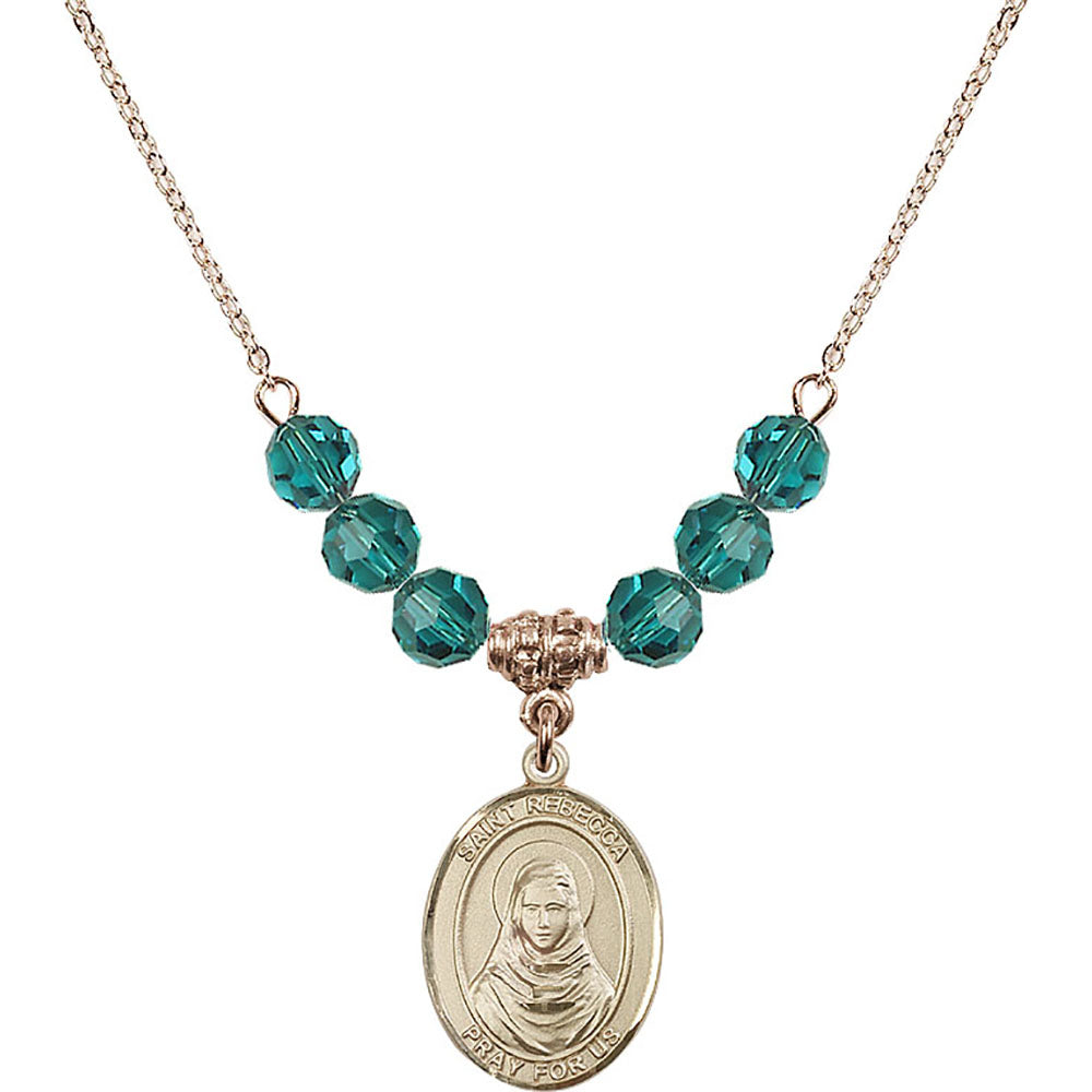 14kt Gold Filled Saint Rebecca Birthstone Necklace with Zircon Beads - 8252