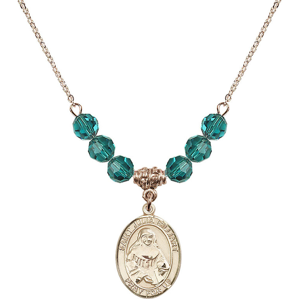 14kt Gold Filled Saint Julia Billiart Birthstone Necklace with Zircon Beads - 8267