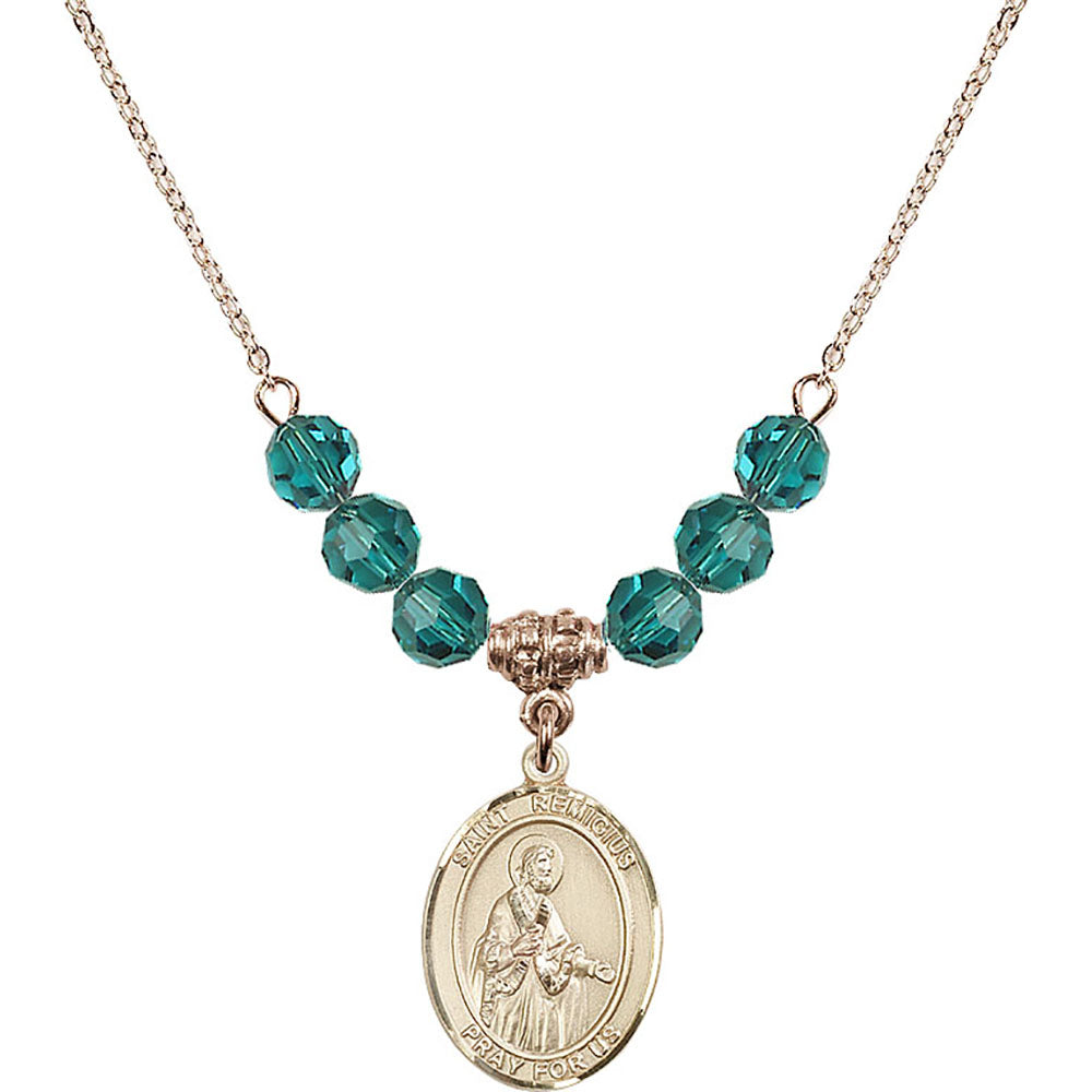 14kt Gold Filled Saint Remigius of Reims Birthstone Necklace with Zircon Beads - 8274