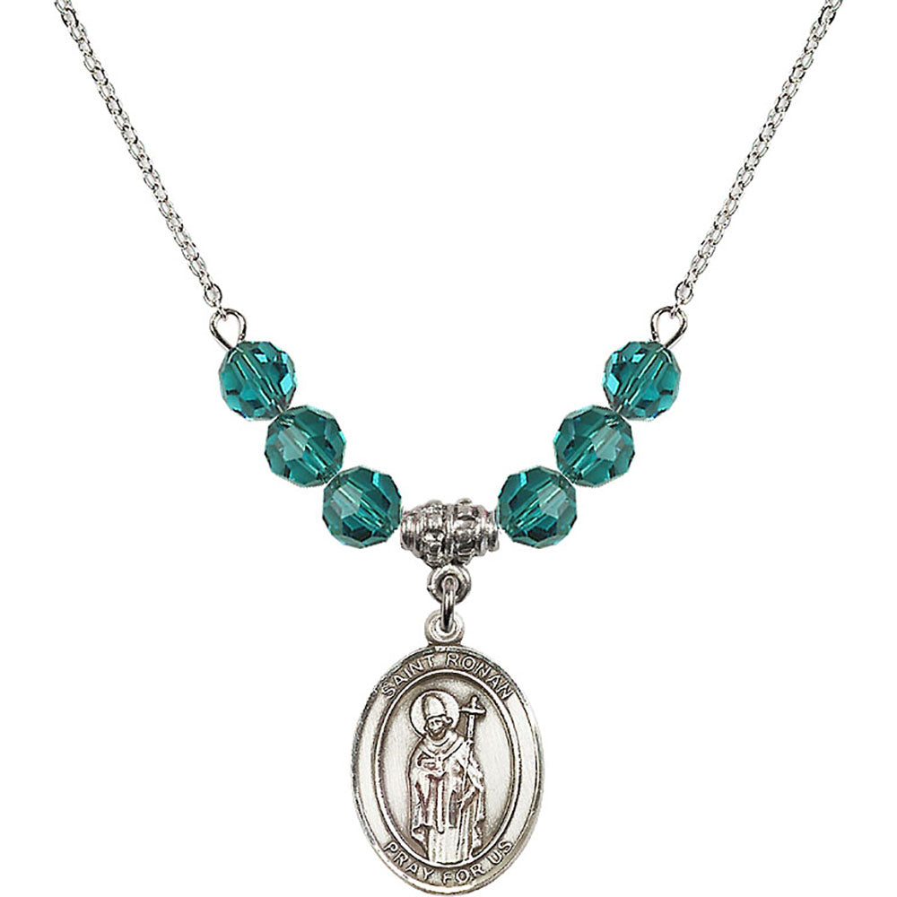 Sterling Silver Saint Ronan Birthstone Necklace with Zircon Beads - 8315