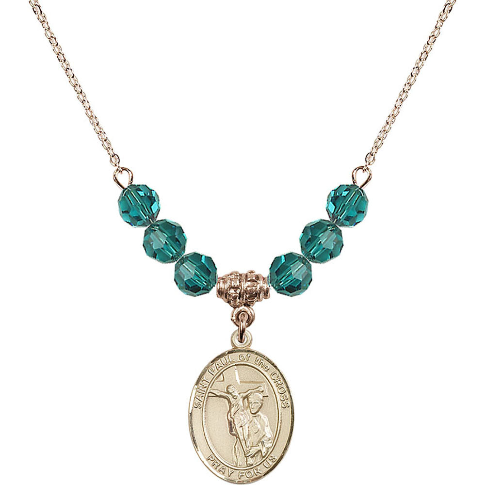 14kt Gold Filled Saint Paul of the Cross Birthstone Necklace with Zircon Beads - 8318