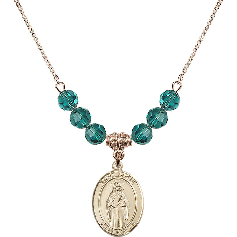 14kt Gold Filled Saint Odilia Birthstone Necklace with Zircon Beads - 8319