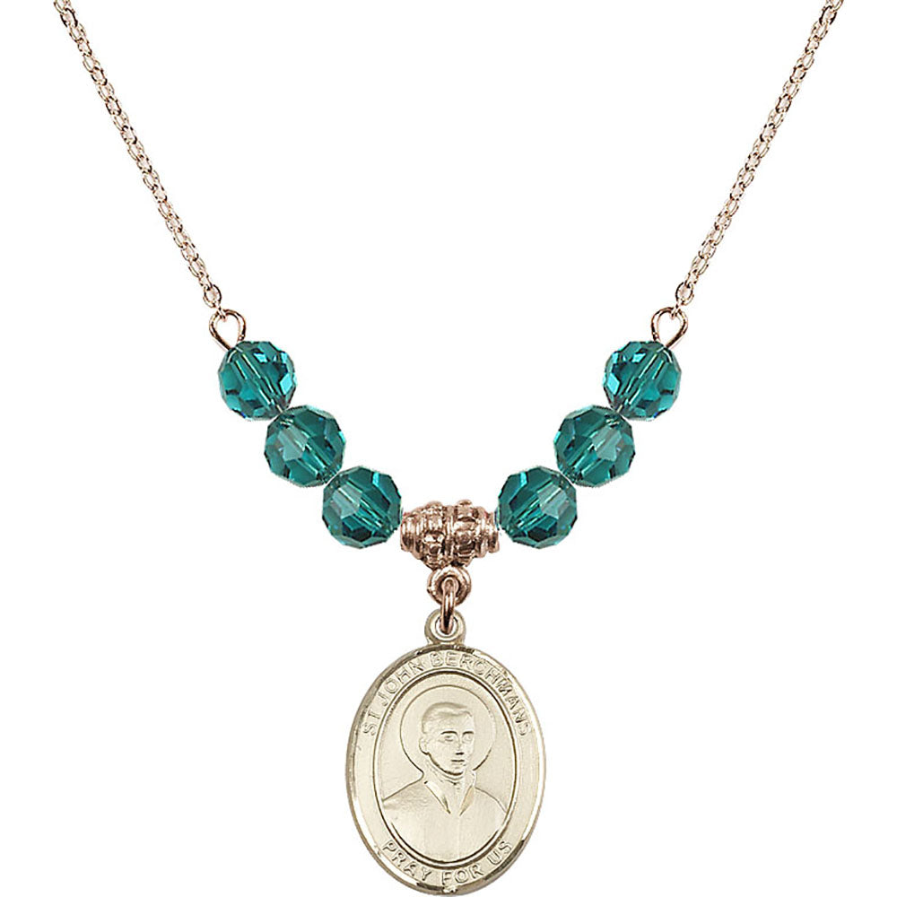 14kt Gold Filled Saint John Berchmans Birthstone Necklace with Zircon Beads - 8370