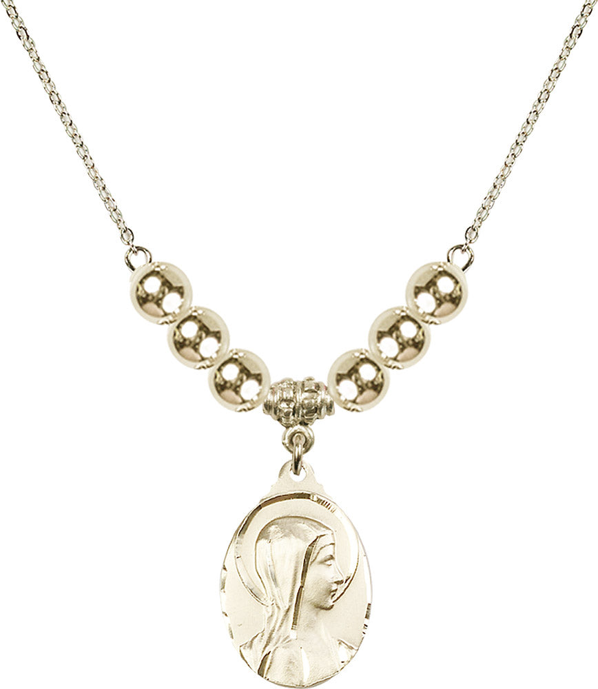14kt Gold Filled Sorrowful Mother Birthstone Necklace with Gold Filled Beads - 0599