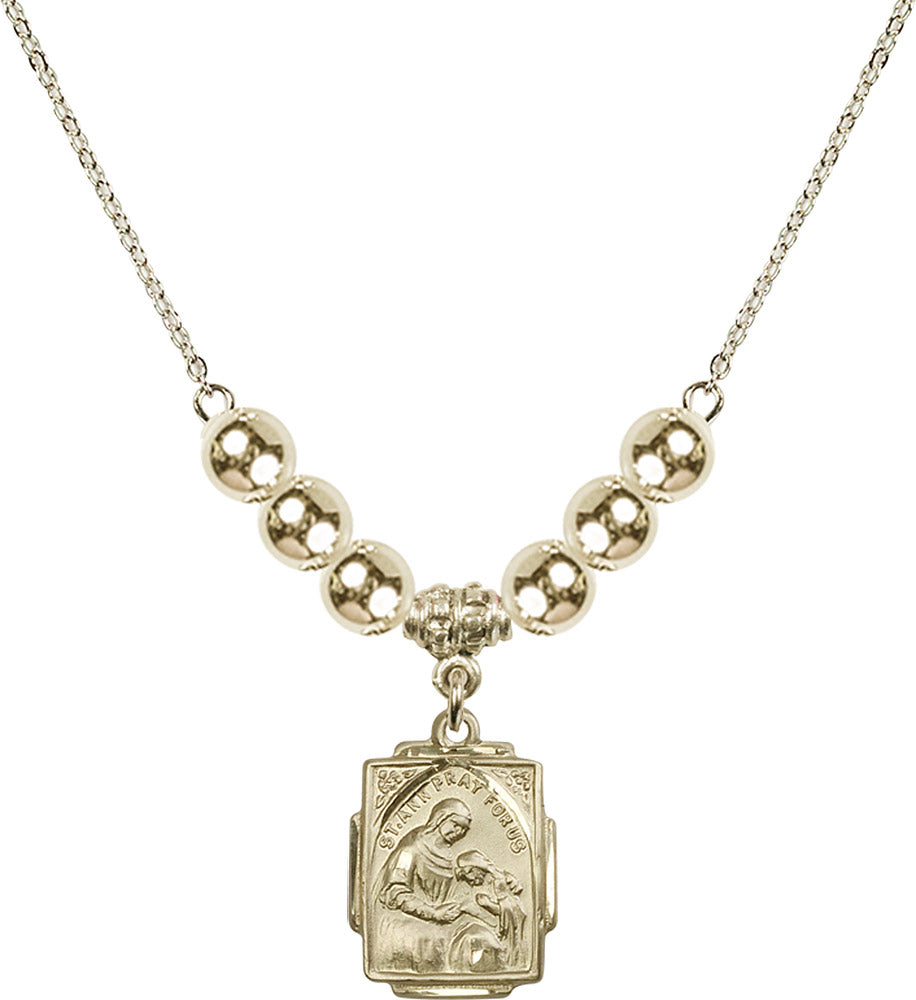 14kt Gold Filled Saint Ann Birthstone Necklace with Gold Filled Beads - 0804