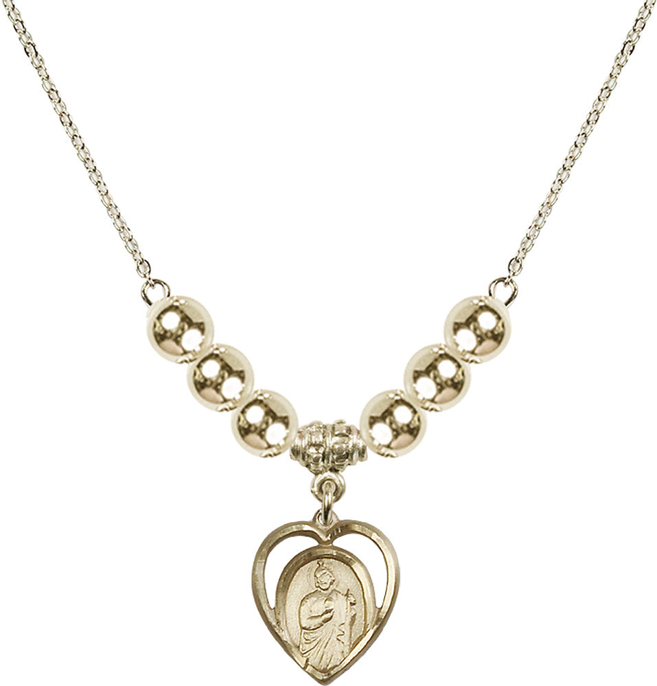 14kt Gold Filled Saint Jude Birthstone Necklace with Gold Filled Beads - 4128