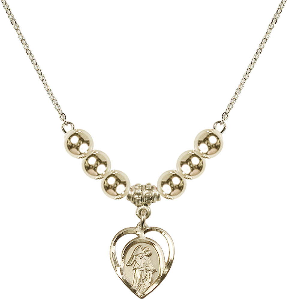 14kt Gold Filled Guardian Angel Birthstone Necklace with Gold Filled Beads - 4129