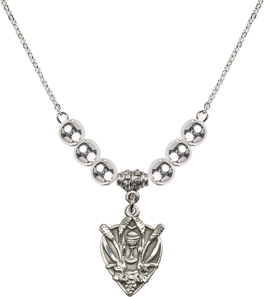 Sterling Silver Communion Birthstone Necklace with Sterling Silver Beads - 4200