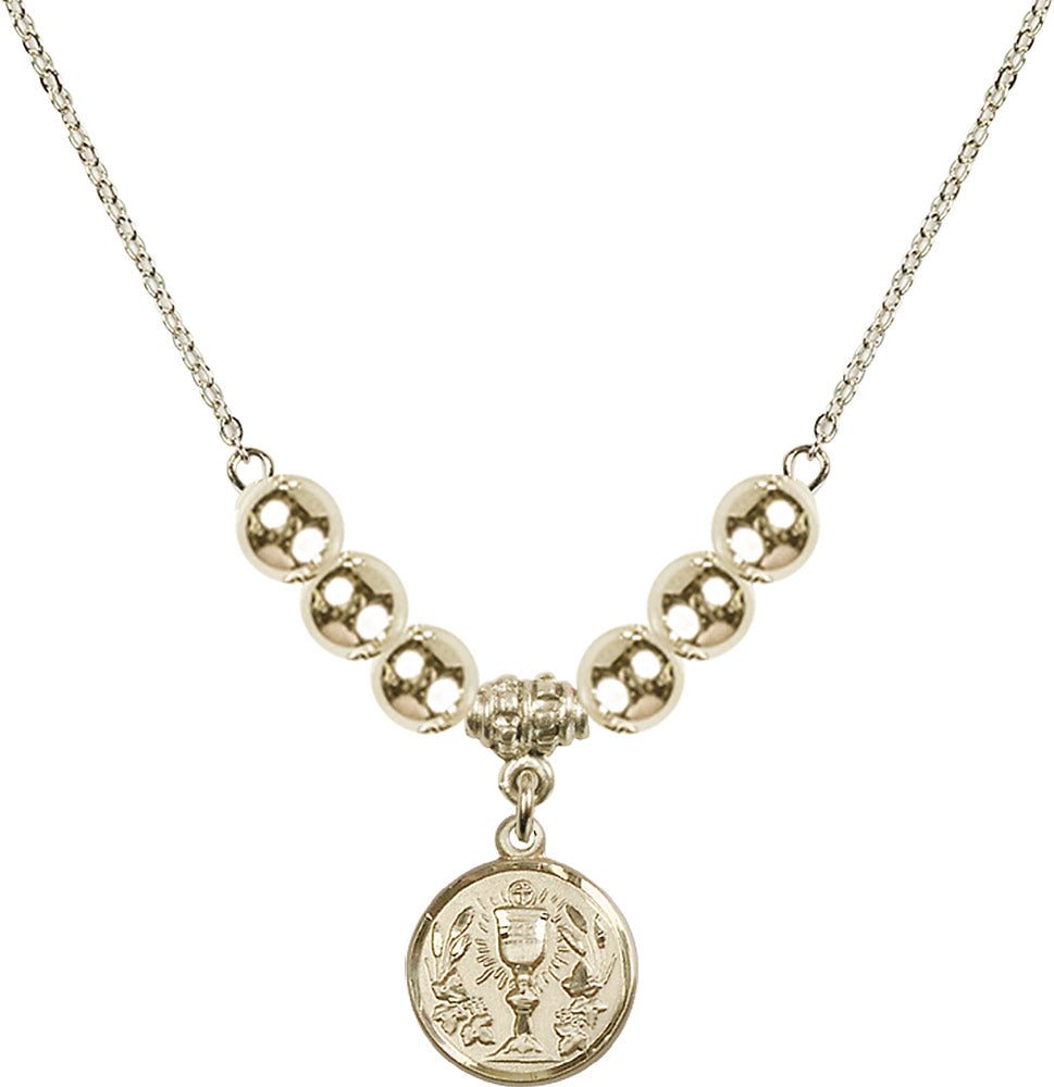14kt Gold Filled Communion Chalice Birthstone Necklace with Gold Filled Beads - 4203