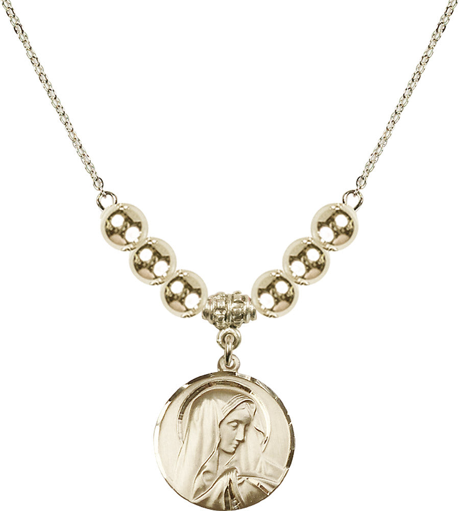 14kt Gold Filled Sorrowful Mother Birthstone Necklace with Gold Filled Beads - 4249