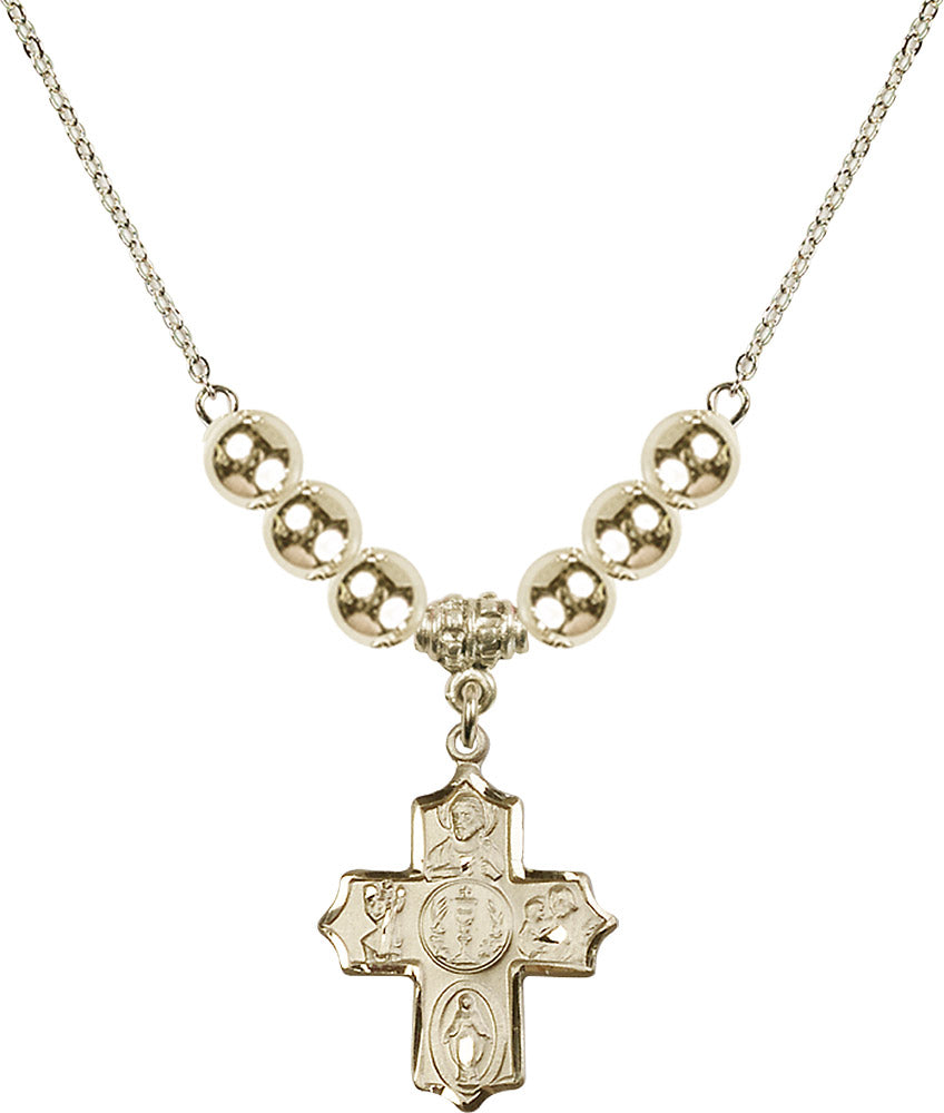 14kt Gold Filled 4-Way Birthstone Necklace with Gold Filled Beads - 4256