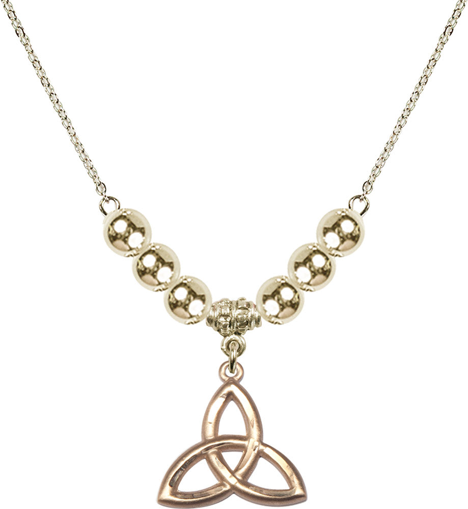 14kt Gold Filled Trinity Irish Knot Birthstone Necklace with Gold Filled Beads - 5101