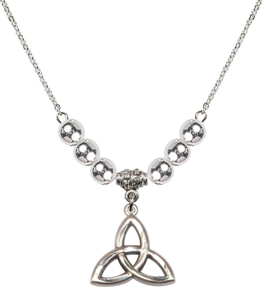 Sterling Silver Trinity Irish Knot Birthstone Necklace with Sterling Silver Beads - 5101