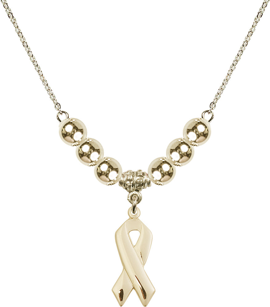 14kt Gold Filled Cancer Awareness Birthstone Necklace with Gold Filled Beads - 5150