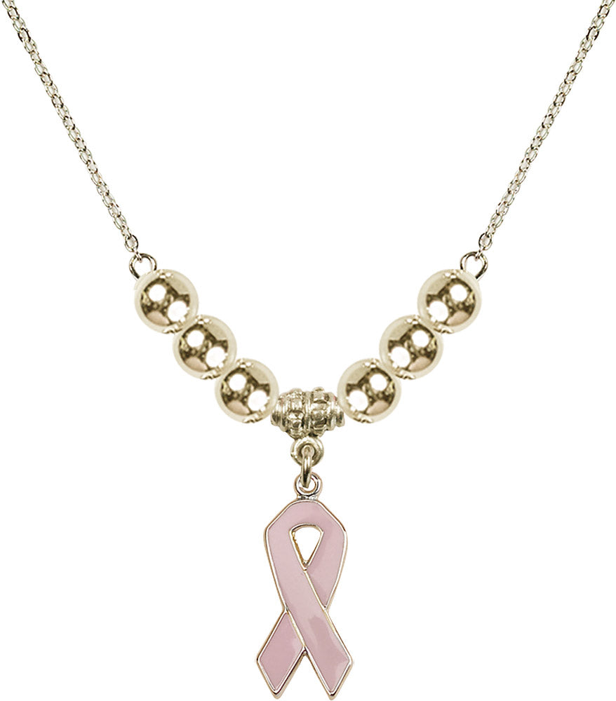 14kt Gold Filled Cancer Awareness Birthstone Necklace with Gold Filled Beads - 5151