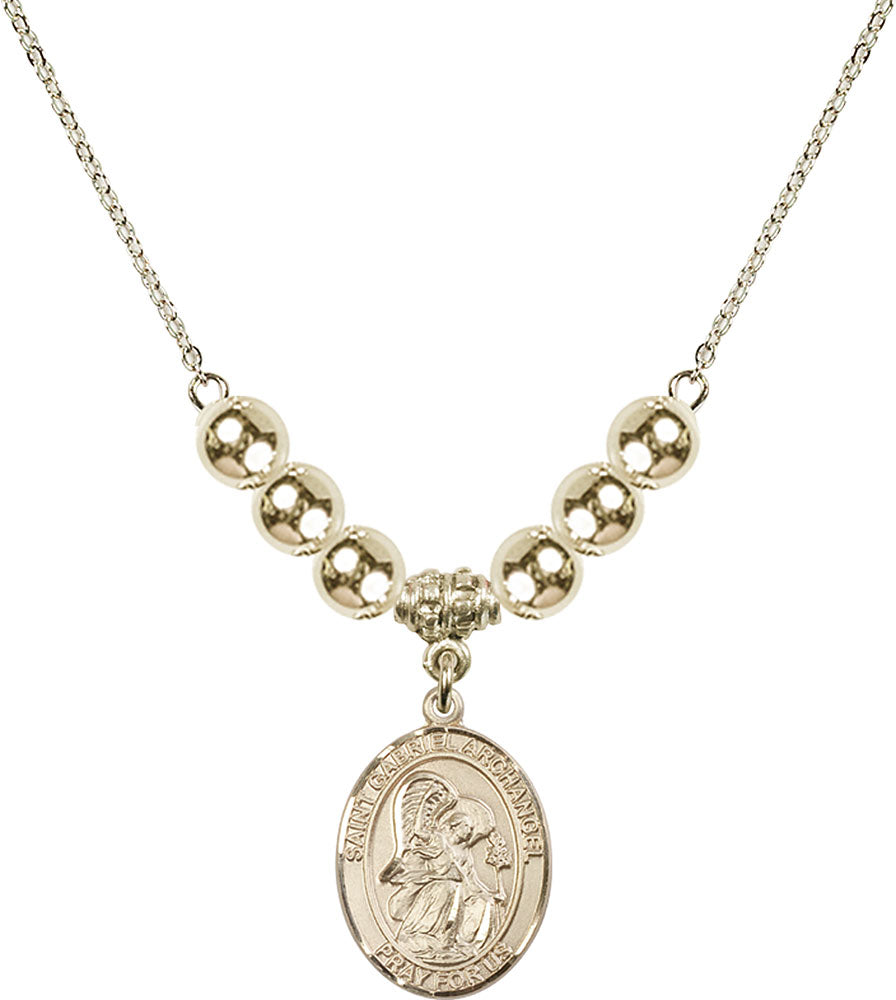 14kt Gold Filled Saint Gabriel the Archangel Birthstone Necklace with Gold Filled Beads - 8039