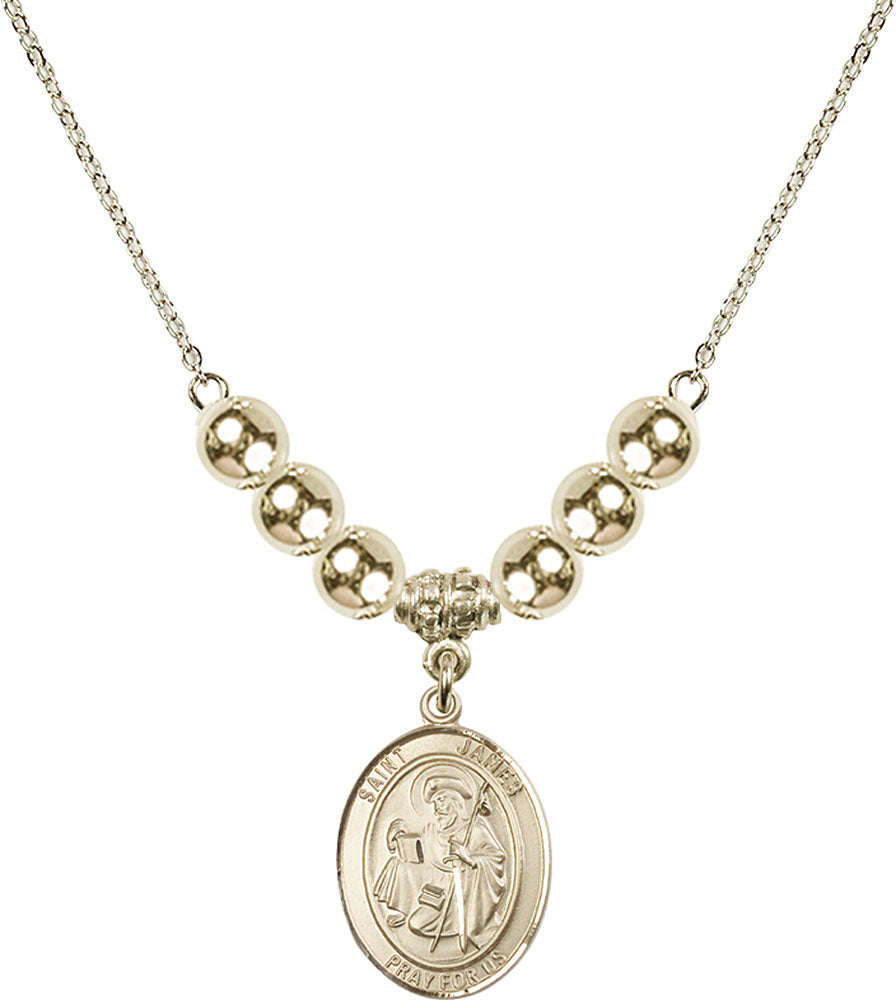 14kt Gold Filled Saint James the Greater Birthstone Necklace with Gold Filled Beads - 8050