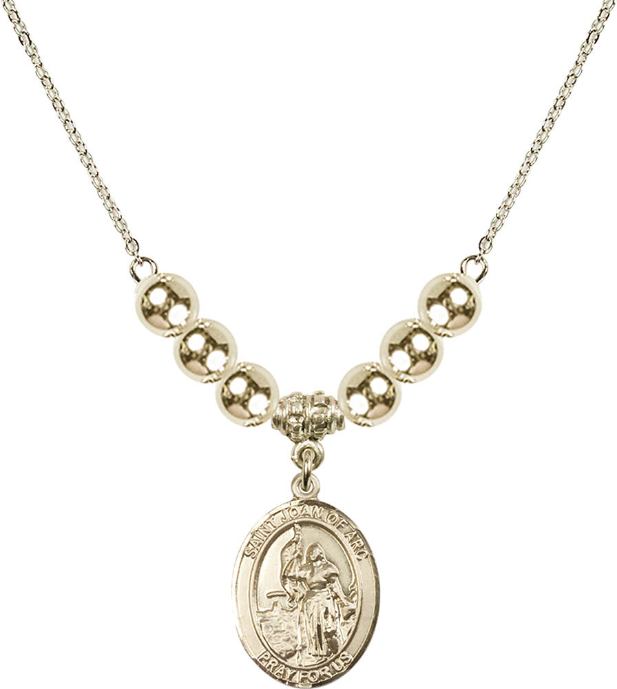 14kt Gold Filled Saint Joan of Arc Birthstone Necklace with Gold Filled Beads - 8053