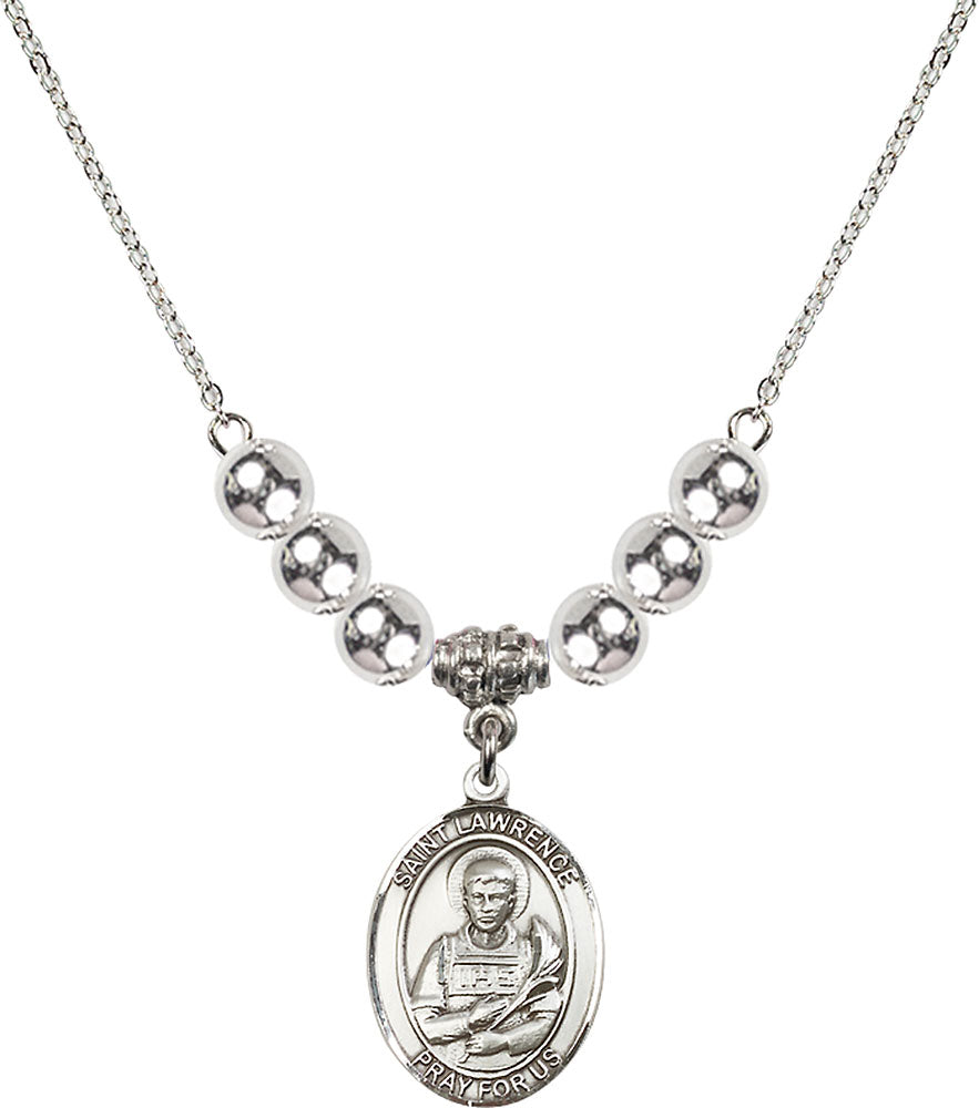 Sterling Silver Saint Lawrence Birthstone Necklace with Sterling Silver Beads - 8063