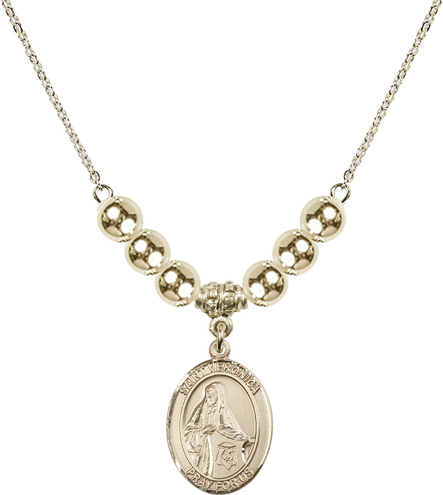 14kt Gold Filled Saint Veronica Birthstone Necklace with Gold Filled Beads - 8110