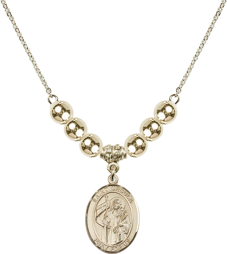 14kt Gold Filled Saint Ursula Birthstone Necklace with Gold Filled Beads - 8127