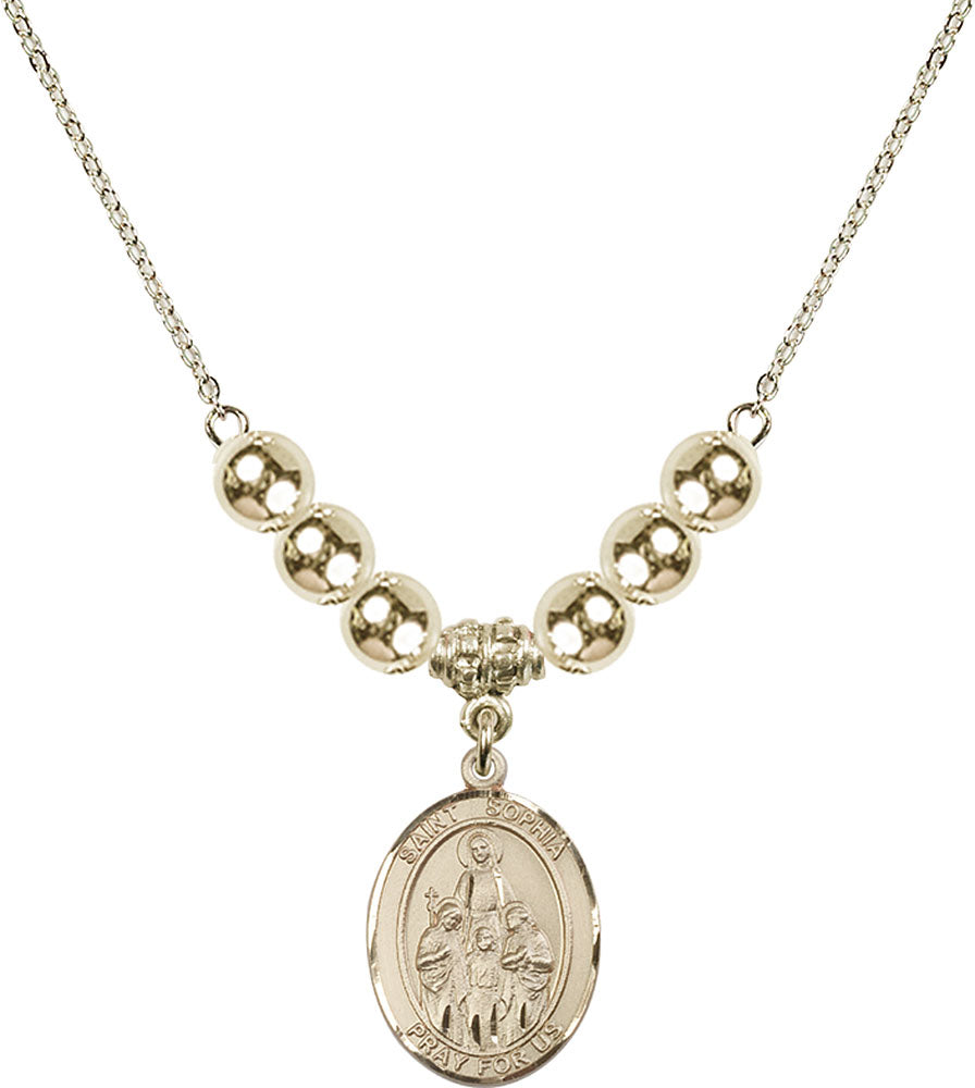 14kt Gold Filled Saint Sophia Birthstone Necklace with Gold Filled Beads - 8136