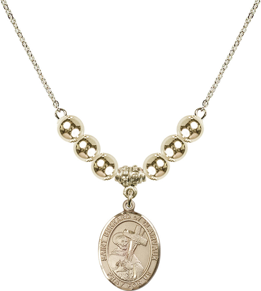 14kt Gold Filled Saint Bernard of Clairvaux Birthstone Necklace with Gold Filled Beads - 8233