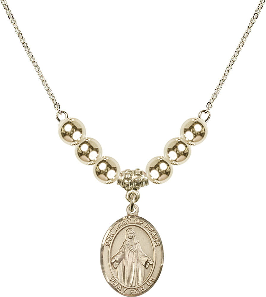 14kt Gold Filled Our Lady of Peace Birthstone Necklace with Gold Filled Beads - 8245