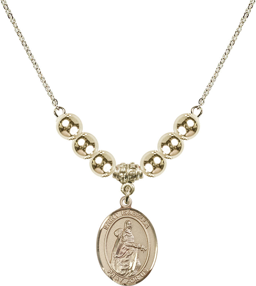 14kt Gold Filled Saint Isabella of Portugal Birthstone Necklace with Gold Filled Beads - 8250