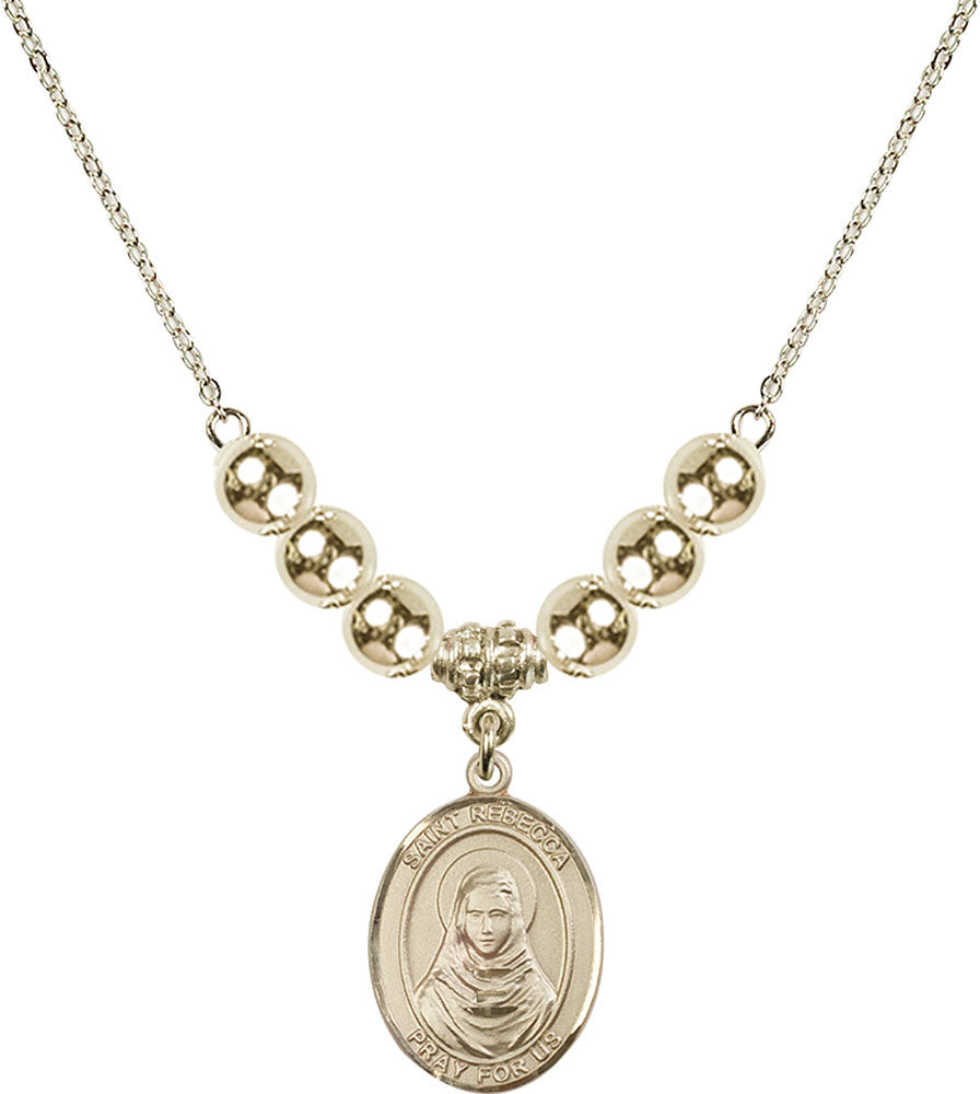 14kt Gold Filled Saint Rebecca Birthstone Necklace with Gold Filled Beads - 8252