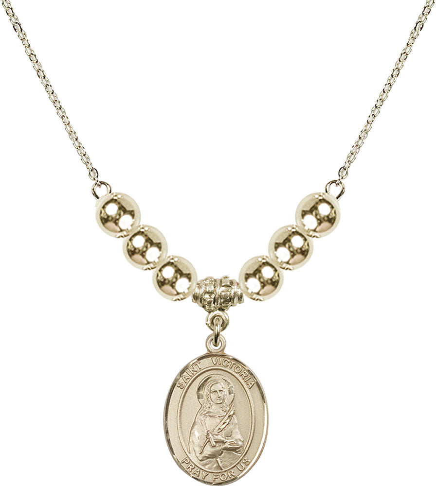 14kt Gold Filled Saint Victoria Birthstone Necklace with Gold Filled Beads - 8253