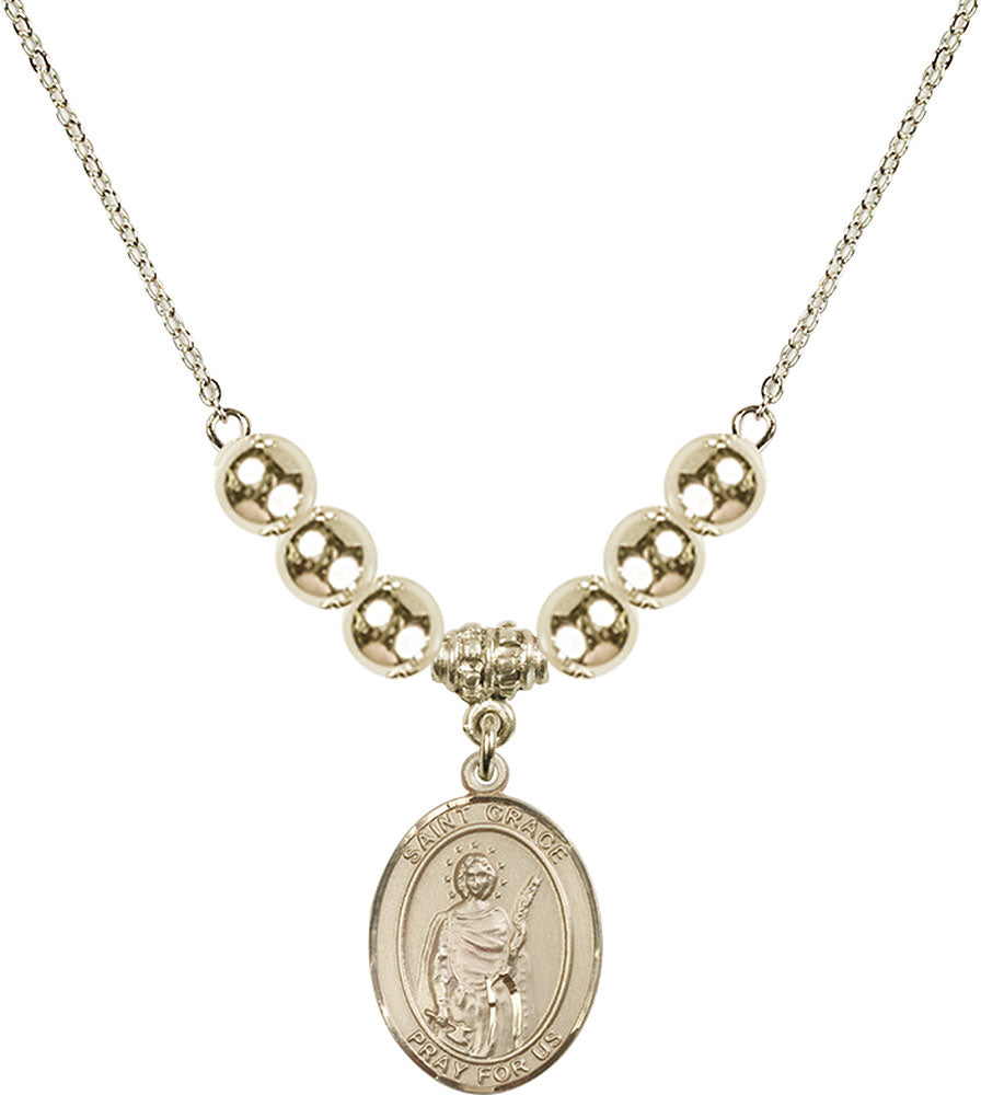 14kt Gold Filled Saint Grace Birthstone Necklace with Gold Filled Beads - 8255