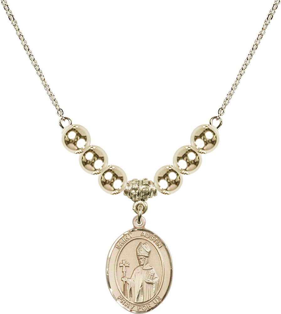 14kt Gold Filled Saint Austin Birthstone Necklace with Gold Filled Beads - 8256