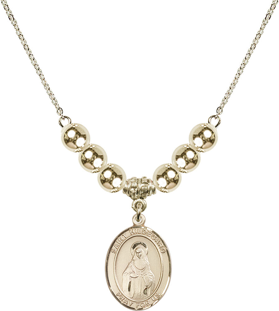 14kt Gold Filled Saint Hildegard von Bingen Birthstone Necklace with Gold Filled Beads - 8260