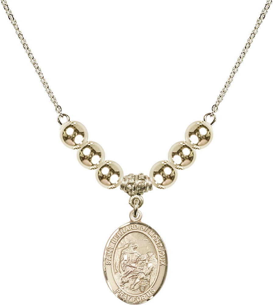 14kt Gold Filled Saint Bernard of Montjoux Birthstone Necklace with Gold Filled Beads - 8264