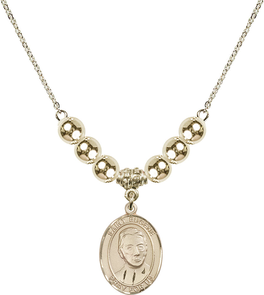 14kt Gold Filled Saint Eugene de Mazenod Birthstone Necklace with Gold Filled Beads - 8266