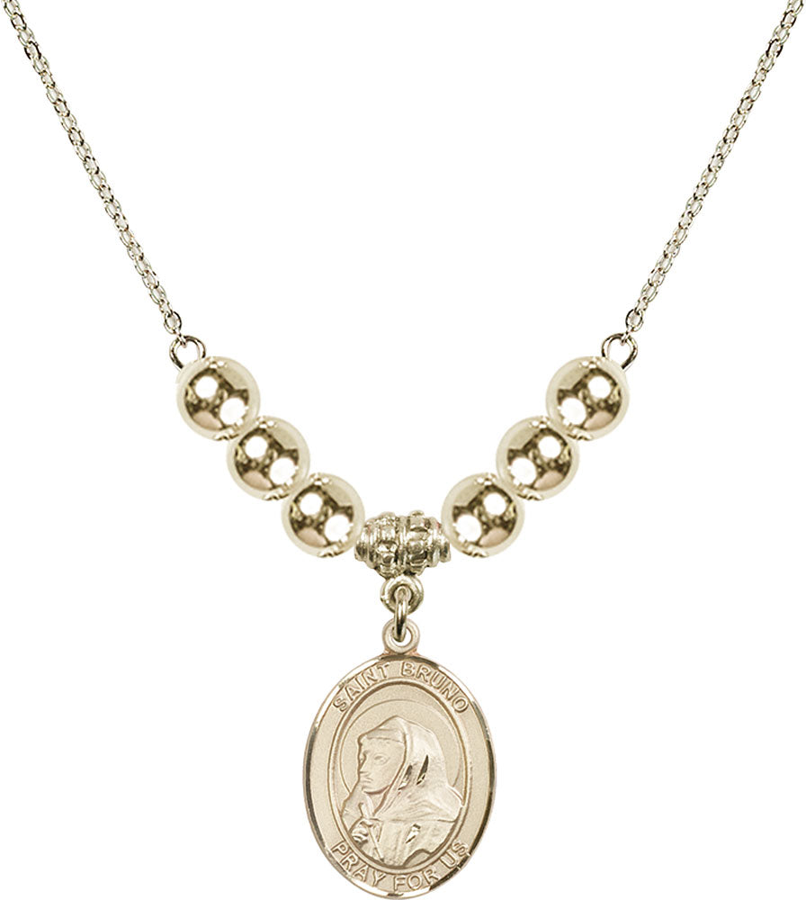 14kt Gold Filled Saint Bruno Birthstone Necklace with Gold Filled Beads - 8270