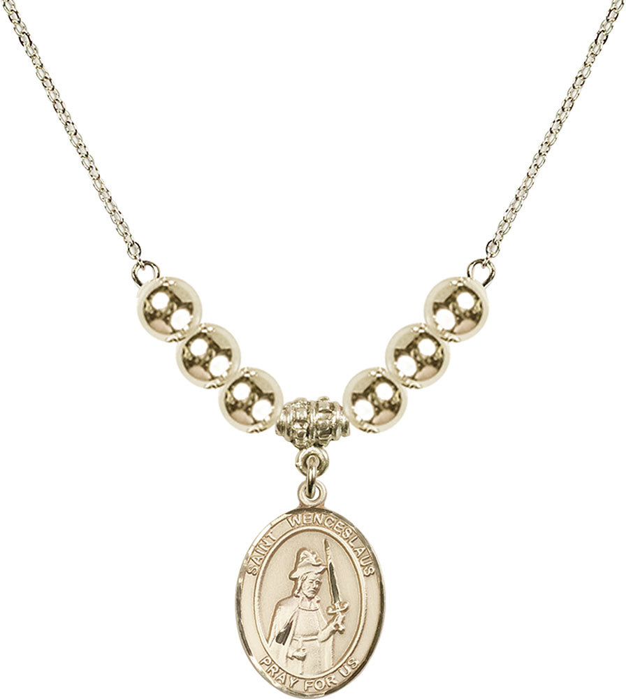 14kt Gold Filled Saint Wenceslaus Birthstone Necklace with Gold Filled Beads - 8273