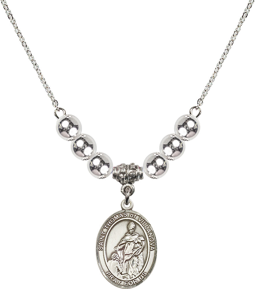 Sterling Silver Saint Thomas of Villanova Birthstone Necklace with Ste ...
