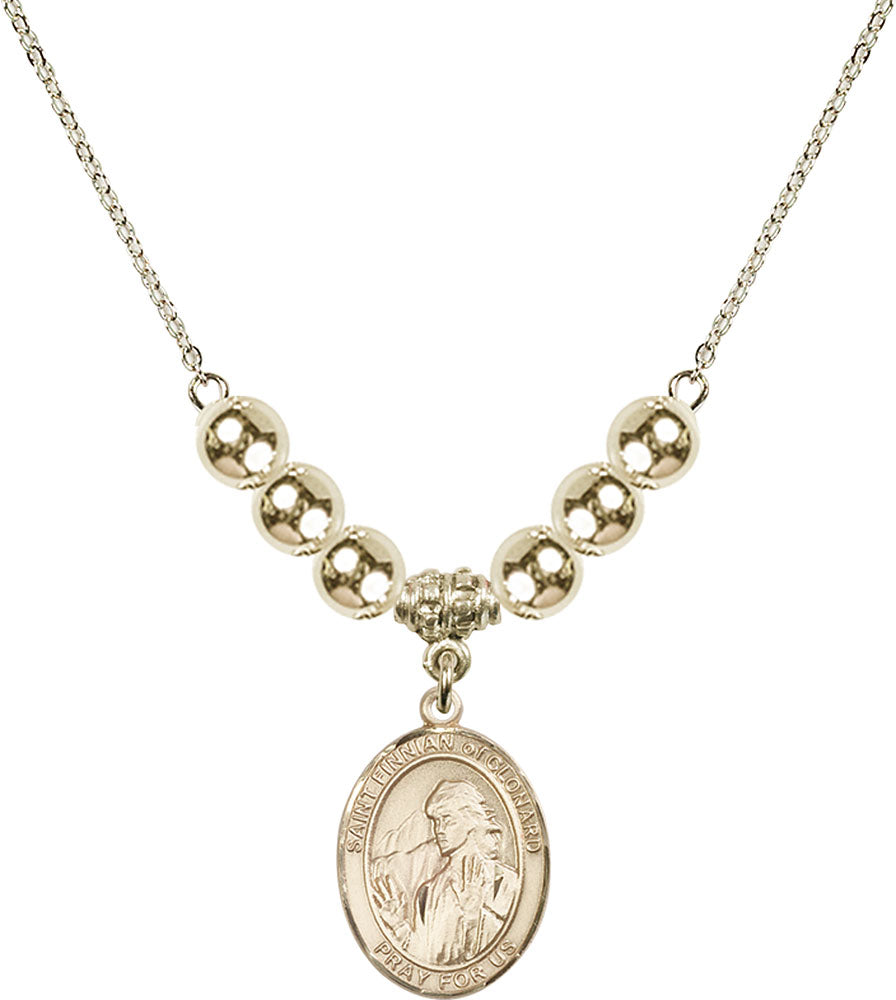 14kt Gold Filled Saint Finnian of Clonard Birthstone Necklace with Gold Filled Beads - 8308