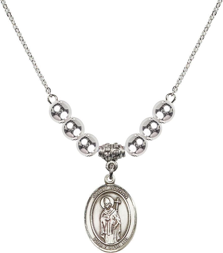 Sterling Silver Saint Ronan Birthstone Necklace with Sterling Silver Beads - 8315