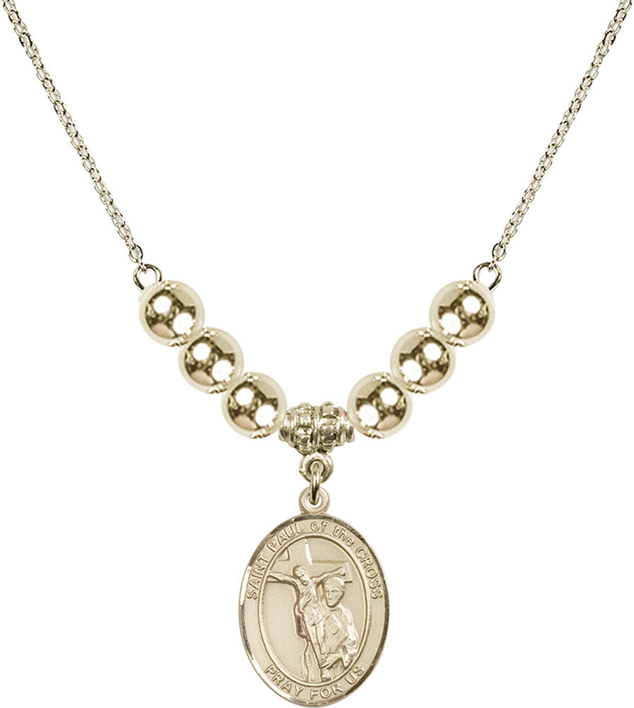 14kt Gold Filled Saint Paul of the Cross Birthstone Necklace with Gold Filled Beads - 8318