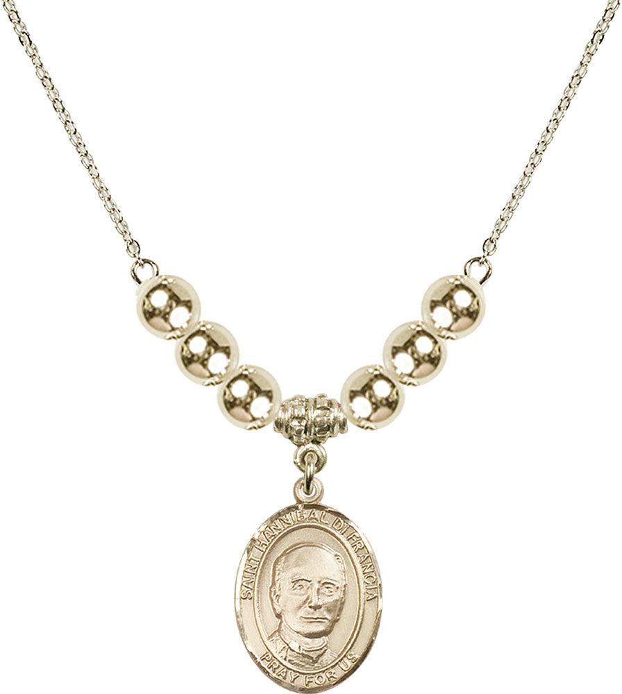 14kt Gold Filled Saint Hannibal Birthstone Necklace with Gold Filled Beads - 8327