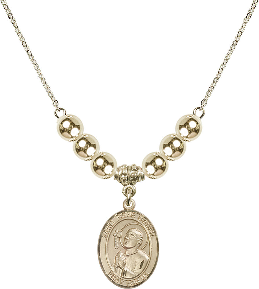 14kt Gold Filled Saint Rene Goupil Birthstone Necklace with Gold Filled Beads - 8334