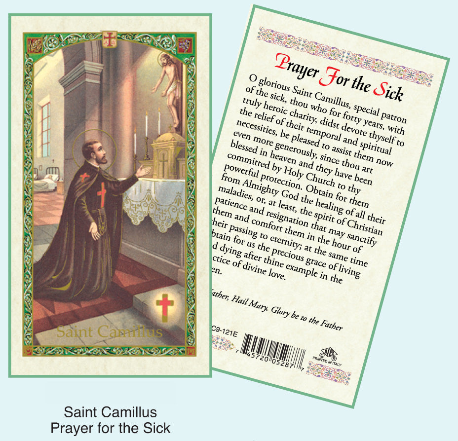 PRAYER CARD ST CAMILLUS Crosses & Medals